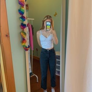 pacsun white stripe mom jeans
